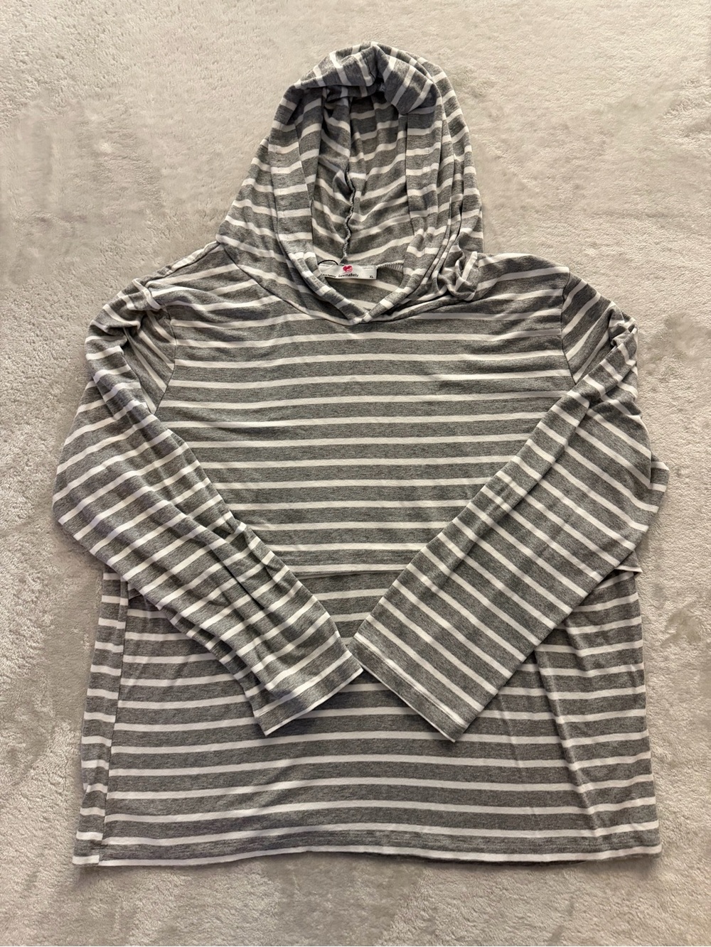 LuvmaBelly Maternity Hooded Tunic | Grey White Stripe | XL